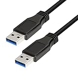 LogiLink CU0038 - USB 3.0 Anschlusskabel (USB-A Stecker zu USB-A Stecker) mit Übertragungsraten bis 5 Gbit/s, Farbe: Schwarz, Länge: 1m