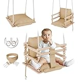 MAMOI® Babyschaukel, Schaukel Indoor, Holzschaukel für Baby und Kinder, Kinderschaukel, Schaukeln aus Holz, Kleinkinderschaukel für kinderzimmer und türrahmen, 3 in 3