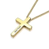 TMT Personalisierte Herren Kreuz-Kette, Kreuz-Anhänger mit Gravur | silber gold | personalisierte Kette mit Namen, Datum, Bibelstelle | halskette herren ideales Geschenk für Ihn
