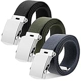patinadrift 3 Stück Gürtel Herren, Arbeitsgürtel Herren, 114 x 3.5 cm Gürtel Ohne Löcher Verstellbarer Stoffgürtel für Geschäft Sport Lässig (Schwarz Dunkelgrau Armeegrün)