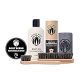 Rhino Wax - Lederstiefelpflegeset - (6-teiliges Wartungspaket) - Lederstiefelöl + Imprägnierwachs + Sattelseife + Bürsten + Mikrofasertuch - All-in-One Lederset für Stiefel - Hergestellt in den USA