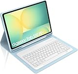 Occtingkind, Tastatur für Samsung Galaxy Tab S10 FE Plus 13,1 Zoll, Hülle mit Tastatur für Samsung S10 FE+ 2025 SM-X620/SM-X626, Hülle mit Abnehmbar Bluetooth Keyboard, QWERTZ, USB C, Himmelblau