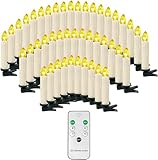 OZAVO Weihnachtskerzen 20/30/40 Sets, Christbaumkerzen mit Fernbedienung, kabellose Mini LED Kerzen, Weihnachtsbaumbeleuchtung 2 Lichtmodifikationen, Weihnachten(30 Sets)