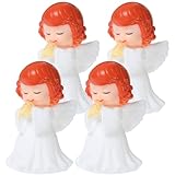 FUTUREORYY 4 Stück Kleine Betende Engelfiguren aus Stabilem Vinyl Kompakte Engel Ornamente für Mädchenzimmer Tortendekoration und Schreibtischdeko