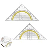 2 Stück Geodreieck Grundschule, Geodreieck Mit Griff, Geodreieck Klein, Geodreieck Set, Bruchsicher Und Transparent, Geometriedreieck Kunststoff, Für Schule Und Büro (15 Cm)