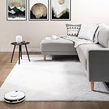 VIMODA Teppich Wohnzimmer Schlafzimmer Flauschig, kurzflorig – waschbar und Fußbodenheizung geeignet,Farbe:Creme;Maße:160x220 cm