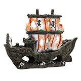 BUGUUYO Aquarium Schiff Wrack Dekoration Resin Verwittertes Schiffswrack Versteck Höhle für Garnelen und Fische Langlebiges Versteck für Garnelenaufzucht und Aquarien Landschaftsdekoration