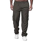 Generisch Herren Cargohose Baumwolle Baggy Chino Hosen Freizeit Outdoorhose Arbeitshose Trouser Pants Jungen Hose Cargohose Herren Stretch 7XL