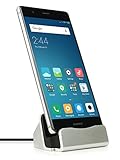 MyGadget Dockingstation Ladestation [ USB C ] für Smartphones - Halterung Dock für z.B. Galaxy S24 Note 20 | Huawei P50 | iPhone 15 16 - Silber