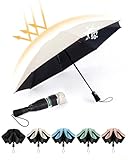 Chakipee Kompakter Reise Regenschirm Groß Sturmfest – Automatik Taschenschirm Tragbarer UV-Schirm für Damen und Herren, 210T Beschichtung 97 cm Spannweite 8 Rippen Taschenschirme Beige