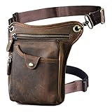Xieben Leder Beintasche Motorrad Gürteltasche Drop Reitertasche Bein Tasche Für Herren Frauen Bauchtasche Taktische Fahrradfahrer Radfahren Wandern Sport Camping Reiten Dunkelbraun Hüfttasche