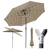 Sekey Solar-LED Sonnenschirm 300cm mit 40 LED, Windfester Gartenschirm UV 50+, Alu-Sonnenschirm mit Kurbel für Terrasse Balkon Garten