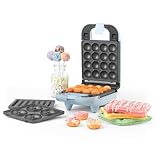 Petra kompaktes Multifunktionsgerät 3-in-1 Donutmaker Cake Pops & Waffeleisen, Party-Gadget, leicht zu reinigende herausnehmbare Antihaftplatten, 650W, pastellblau