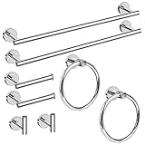 Cilee Badezimmerzubehör-Set, poliertes Chrom, 61 cm, Handtuchhalter, Handtuchring, Toilettenpapierhalter, Handtuchhaken, SUS304 Edelstahl, 8-teilig
