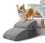 Masthome Hundetreppe für Kleine Hunde,2-Stufig Hunderampe 30cm Hoch,Haustiertreppe für Bett und Sofa aus Hochdichtem Schwamm,Waschbar Bezug,wasserdichte Katzentreppe