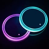 LED-Getränkehalterleuchten, 2 Stück LED-Untersetzer mit 7 Farben Luminescent Light Cup Pad, USB-Ladetassenmatte für Untersetzerzubehör Innendekoration Atmosphärenlicht.