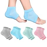4 Paar Gel-Fersensocken, weiche, feuchtigkeitsspendende Socken, Gelfutter, zehenlose Socken, bequem, weich, belüftet, feuchtigkeitsspendend, geeignet für die Pflege der Haut, trockene, rissige High