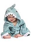 Lexikind Kapuzenhandtuch Baby: Frottee Bademantel - Babyhandtuch mit Kapuze - Kapuzenbadetuch (Hai blau)