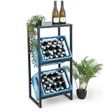 DanDiBo Getränkekistenregal 2 Kisten mit Ablage Schmal Metall Stehend 96541 Getränkekistenhalter 100 cm Getränkekistenständer Flaschenkistenregal