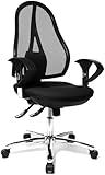Topstar Open Point SY Deluxe, ergonomischer Syncro-Bandscheiben-Drehstuhl, Bürostuhl, Schreibtischstuhl, inkl. Armlehnen (höhenverstellbar), Stoff, schwarz