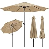 Yaheetech Sonnenschirm Φ 300 cm Kippbar Gartenschirm mit Kurbel Terrassenschirm Marktschirm mit 8 Rippen Sonnenschutz uv 50+ für Balkon/Terrasse/Markt/Garten, Tan