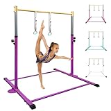 HomeSun Gymnastikstange für Kinder Robuste Kip Bar mit Ringen horizontale Turnreck für Heimtraining Höhenverstellbar 90-150cm Trainingsgerät bis 100 kg Alter 3-15