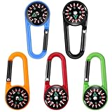 AEIOPRS 5 Pcs Multifunktionaler Tragbarer Kompass Mit Karabinerhaken Schlüsselanhänger Mini Kompass Karabiner für Kinder Camping Outdoor Wandern 5 Farben