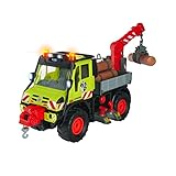 Dickie Toys - Unimog Holztransporter – Elektrische Seilwinde, Joystick-gesteuerter Kranarm, Licht & Sound, für Kinder ab 3 Jahren, Mehrfarbig