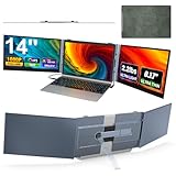 SMISEACOW Tragbarer Monitor für Laptop, ultradünner und ultraleichter 14-Zoll-FHD 1080P S8 Pro Triple Portable Monitor, Plug & Play für 13-17-Zoll-Laptops mit Ständer, kompatibel mit Windows/Mac/Linux