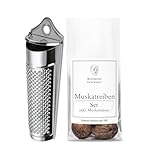 BOOMERS GOURMET - Muskatreibe mit Behälter und Muskatnüssen I Muskatnuss Reibe mit Aufbewahrung Set - Reibe mit Muskatnüssen Grenada's Best - 1 Stück