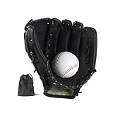 NIYATA Baseballhandschuhe, 29,9 cm (11,5 Zoll) Baseball-Handschuhe für Erwachsene, Baseballhandschuh, Leder, mit 1 Sport-Rucksack mit Kordelzug, verstellbar, für Junge Erwachsene (schwarz)