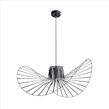 Paco Home Pendellampe Hängeleuchte Vertigo Wohnzimmer Esszimmerlampe Schlafzimmer Pendelleuchte Modern Vintage Hut E27, Farbe:Schwarz (Ø90cm), Leuchtenart___Farbe:Pendelleuchte - Schwarz