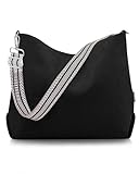 Prite Shopper Tasche Damen Groß Cord Tasche Tote Bag mit Verstellbarem Schultergurt für College Schule Arbeit Reisen Einkaufen（Schwarz）