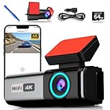 Armaturenbrett Kamera 4K vorne und 1080P hinten Full HD Dash Kamera für Autos, 1.47“ IPS Bildschirm, App-Steuerung, kostenlose 64GB Karte, WDR, G-Sensor, Nachtsicht, Loop-Aufnahme, 24H Parkmodus