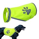 Sicherheitsweste für Hunde, reflektierend, hohe Sichtbarkeit, Kleidung für kleine und große Hunde, Sicherheitsgeschirr für Outdoor, Wandern, Spazierengehen, mit Pfotenabdruck (L)