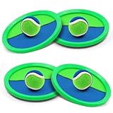 Klettballspiel, Klettball Set mit 4 Fangscheiben und 4 Bälle, Outdoor Klettballspiel für Kinder, Wurf- und Fangspiel für Draußen, Klettball Strandspielzeug, Gartenspielzeug