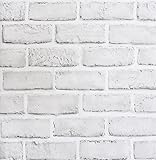 ZHMRROAD Weiße Ziegeltapete selbstklebend abziehen und aufkleben gut für Haus und Möbelrenovierung weiß 44.5 cm x 300 cm