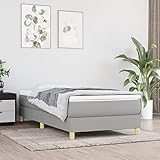 Gecheer Boxspringbett Bettgestell Polsterbett Bett Hotelbett Bettrahmen Designerbett Schlafzimmerbett Hellgrau 100x200 cm Stoff