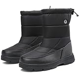 BARFULKER Winterschuhe Herren Damen Winterstiefel Warm Gefüttert Schneestiefel Leicht Wanderschuhe Trekkingschuhe Rutschfest Stiefel Outdoor Boots, Schwarz 45 EU