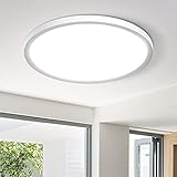 LED Deckenleuchte Flach Rund Deckenlampe 24W - Modern Natürliches Weiß 5000K 1950LM LED Lampen deckenlampen, Wasserfest Badezimmer lampe für Schlafzimmer Wohnzimmer Küche Bad Keller Balkon Ø220*H24mm