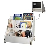 Kleinling Bücherregal für Kinder | Kinderregal aus Holz Weiß [integrierte Kreidetafel] Regal Kinderzimmer Möbel, Spielzeugregal für Leseecke | Kuschelecke. Aufbewahrung Baby Bücher