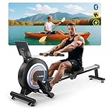 Wenoker Rudergerät für Zuhause, Magnetisches Rudergerät mit APP & LCD-Display, 32 Widerstandsstufen, Leises Heimrudergerät für Cardio-Training, 160 kg Belastbarkeit, Vertikal Verstaubar