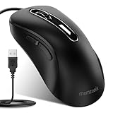 memzuoix Maus mit Kabel – Optische USB-Maus mit 1400 DPI, 5 Tasten, ergonomisches Design, 1,5 m Kabel – Für PC, Laptop, Mac – Schwarz