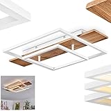 HOFSTEIN LED Deckenleuchte Pompu, dimmbare Deckenlampe aus Metall/Holz/Kunststoff in Weiß/Natur, moderne Leuchte über herkömmlichen Lichtschalter dimmbar, LED 24 Watt, 3000 Kelvin, 1500 Lumen