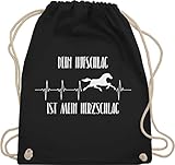 Pferde Geschenk und Reiten Zubehör - Dein Hufschlag ist mein Herzschlag - Unisize - Schwarz - tasche für reiter - WM110 - Turnbeutel und Stoffbeutel aus Baumwolle