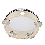 Musfunny Tamburin 15 cm Hand Trommel Tambourine Holz Schlagzeugglocke Birke Metallschellen Percussion Musikinstrument für KTV, Party, Spiele (15 cm, 6 Zoll)