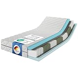 MSS e.K. MedicSpring 2-in-1 Taschenfederkern 90x200 | 2 Härtegrade in Einer Matratze H3 / H4 Federkernmatratze | Ergonomisch Designed und produziert in Deutschland 7 Zonen Oeko-TEX Zertifiziert