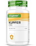 Kupfer - 365 Tabletten mit jeweils 2 mg - 1 Jahresvorrat - Hohe Bioverfügbarkeit - Kupfergluconat - Hochdosiert - Vegan - Ohne unerwünschte Zusätze