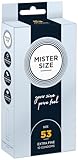 MISTER SIZE Kondome – Extra Dünn & Hauchzart – Gefühlsecht & Extra Feucht – Perfekte Passform – Aus Naturkautschuk-Latex für Natürliches Gefühl & Höchste Sicherheit (10er Pack, 53mm)