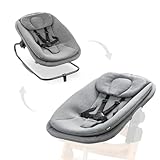 hauck 3in1 Babywippe für Alpha+, Beta+ & Arketa Holzhochstuhl, Ergonomische Babyliege für Babys ab Geburt bis 15 kg, mit 5-Punkt-Gurt, Sitzverkleinerer, Baumwollbezug (Dark Grey Melange)